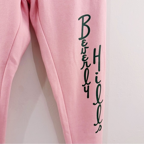 Ingrid Wittman Beverly Hills Sweatpants Pink Cotton Sweats Hotel Logo - Picture 4 of 6